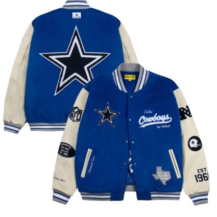 Men's Dallas Cowboys GOLF WANG Royal Letterman Jacket