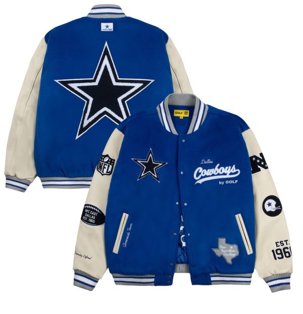 Men's Dallas Cowboys GOLF WANG Royal Letterman Jacket