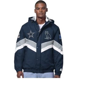 Men's Dallas Cowboys OVO x Starter Navy Sideline Puffer Jacket