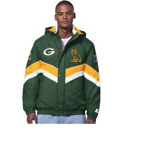 Men's Green Bay Packers OVO x Starter Green Sideline Puffer Jacket