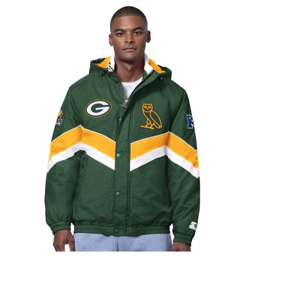 Men's Green Bay Packers OVO x Starter Green Sideline Puffer Jacket