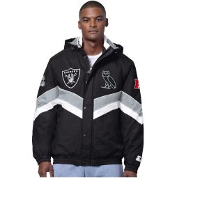 Men's Las Vegas Raiders OVO x Starter Black Sideline Puffer Jacket