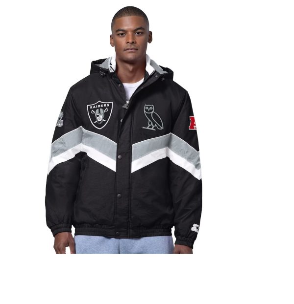 Men's Las Vegas Raiders OVO x Starter Black Sideline Puffer Jacket