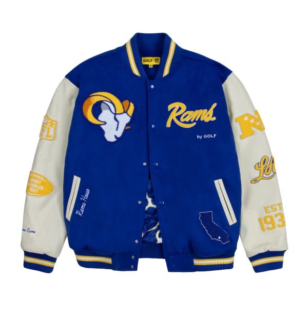 Men's Los Angeles Rams GOLF WANG Royal Letterman Full-Snap Jacket