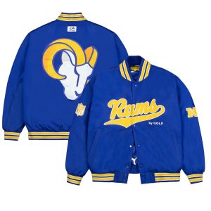 Men's Los Angeles Rams GOLF WANG Royal Satin Bomber Jacket