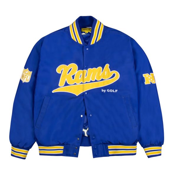 Los Angeles Rams GOLF WANG Royal Satin Bomber Jacket