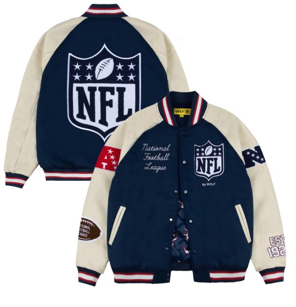 Men's NFL GOLF WANG Blue Letterman Jacket