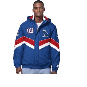 Men's New York Giants OVO x Starter Royal Sideline Puffer Jacket