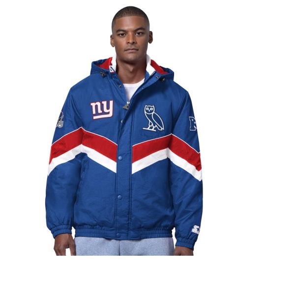 Men's New York Giants OVO x Starter Royal Sideline Puffer Jacket