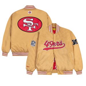 Men's San Francisco 49ers GOLF WANG Gold Satin Bomber Jacket