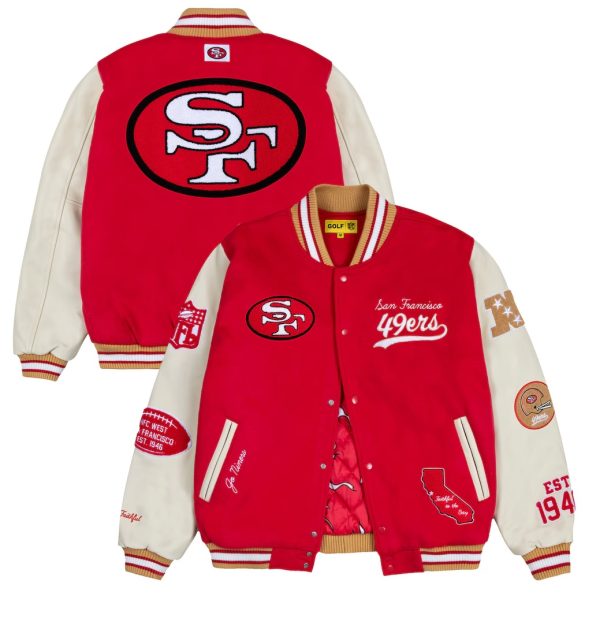 Men's San Francisco 49ers GOLF WANG Scarlet Letterman Jacket