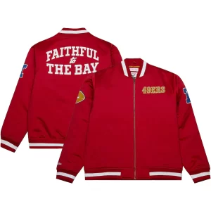 Men's San Francisco 49ers Mitchell & Ness Scarlet Satin Jacket