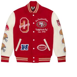 Men's San Francisco 49ers OVO Scarlet Varsity Jacket