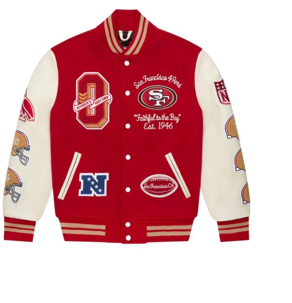 Men's San Francisco 49ers OVO Scarlet Varsity Jacket