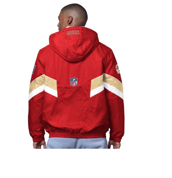 Men's San Francisco 49ers OVO x Starter Scarlet Sideline Full-Snap Puffer Jacket