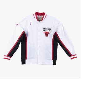 Men's White Chicago Bulls 1996 97 Authentic Warmup Jacket