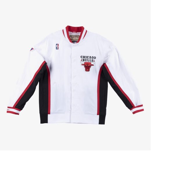 Men's White Chicago Bulls 1996 97 Authentic Warmup Jacket