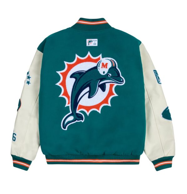 Miami Dolphins GOLF WANG Aqua Letterman Jacket