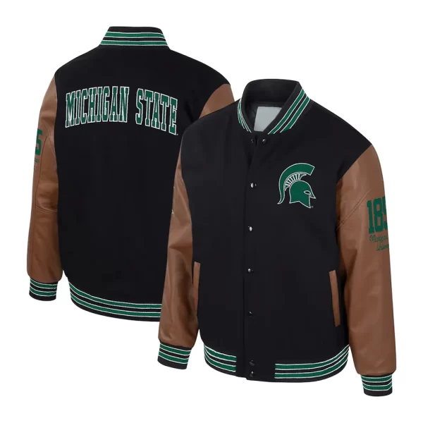 Michigan State Spartans Black & Brown Letterman Jacket