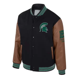 Michigan State Spartans Black and Brown Letterman Jacket