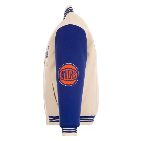 NY Knicks Cream and Royal Varsity Jacket