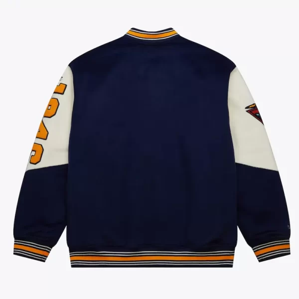 Navy Golden State Warriors Team History Vintage Logo Varsity Wool Jacket