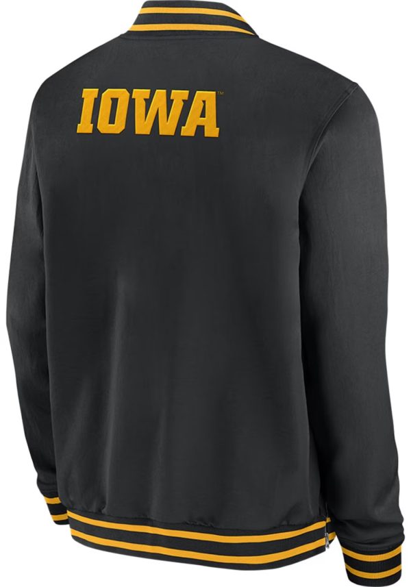 Nike Iowa Hawkeyes Mens Black Sideline Bomber Medium Weight Jacket