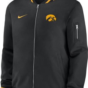 Nike Iowa Hawkeyes Sideline Black Bomber Medium Weight Jacket