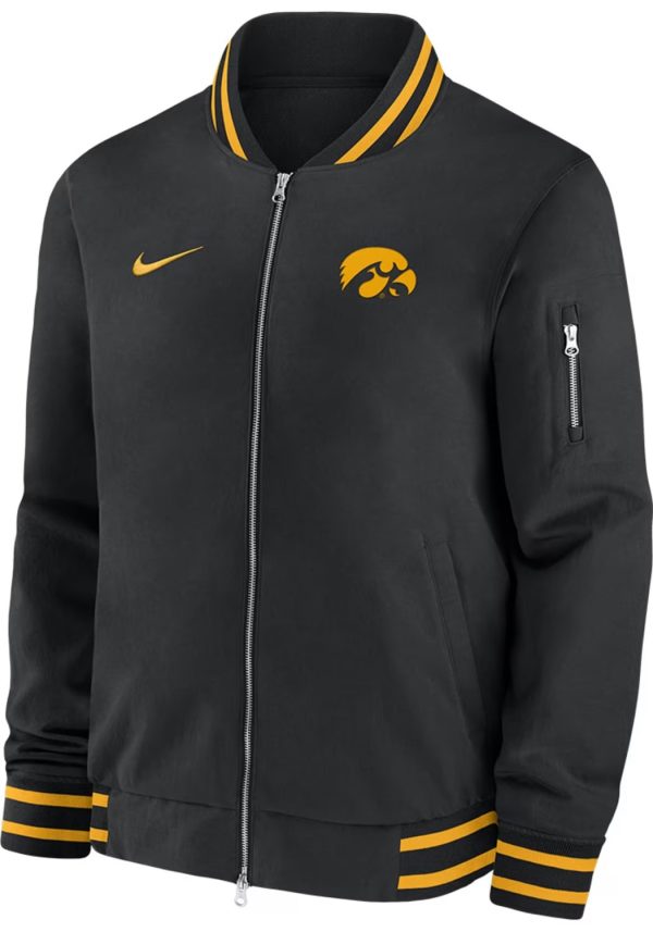 Nike Iowa Hawkeyes Sideline Black Bomber Medium Weight Jacket