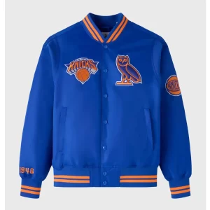 OVO NY Knicks Blue Satin Jacket