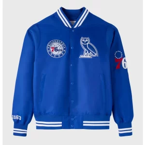 OVO Philadelphia 76ers Blue Satin Jacket