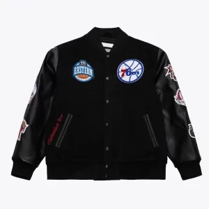 Philadelphia 76ers Black Out Team Logo Wool Varsity Jacket