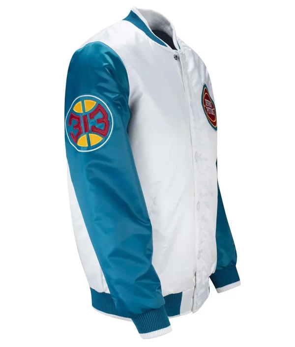 Pistons Ty Mopkins Teal & White Satin Jacket