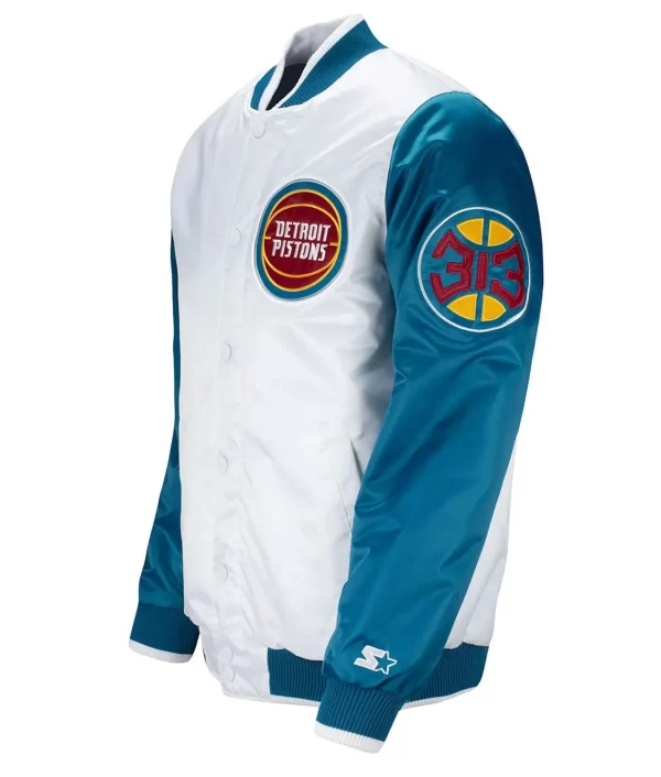 Pistons Ty Mopkins Teal & White Satin Jackets