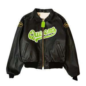 Queens Baseball Vanson Black Leather Jacket