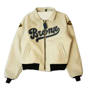 Sale Los Bronx Baseball Vanson Cream Leather Jacket