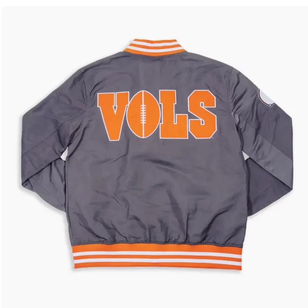 Tennessee Volunteers Bomber Full-Snap Grey Satin Jacket