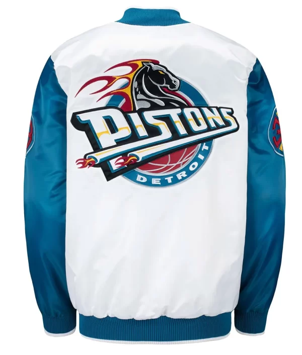 Ty Mopkins Pistons Satin Teal and White Full-Snap Jacket