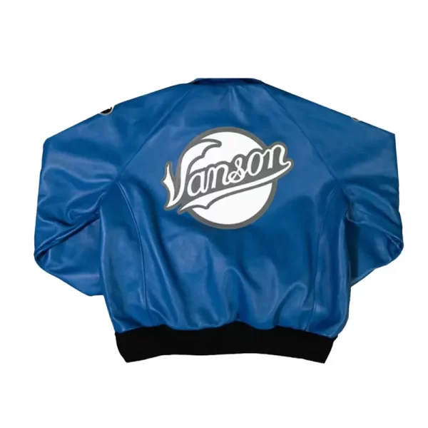 Vanson Brooklyn Dodgers Full-Zip Leather Bomber Jacket