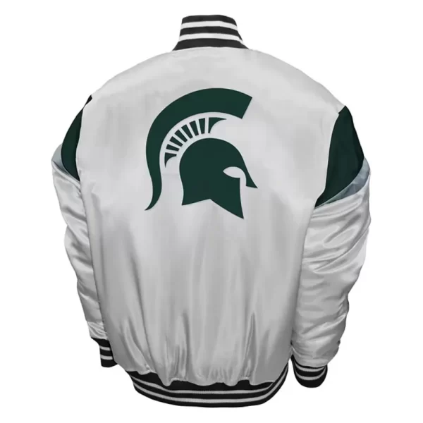 White Michigan State Spartans Power Full-Snap Satin Jacket