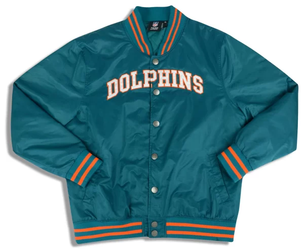 2000's MIAMI DOLPHINS AQUA SATIN VARSITY JACKET