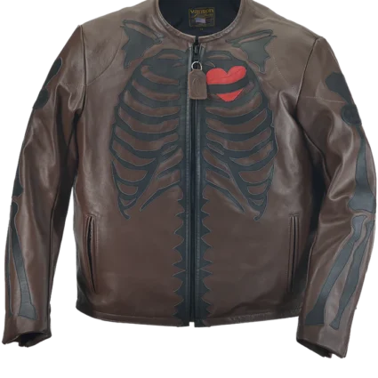 7uice x Vanson Genuine Brown Leather Jacket