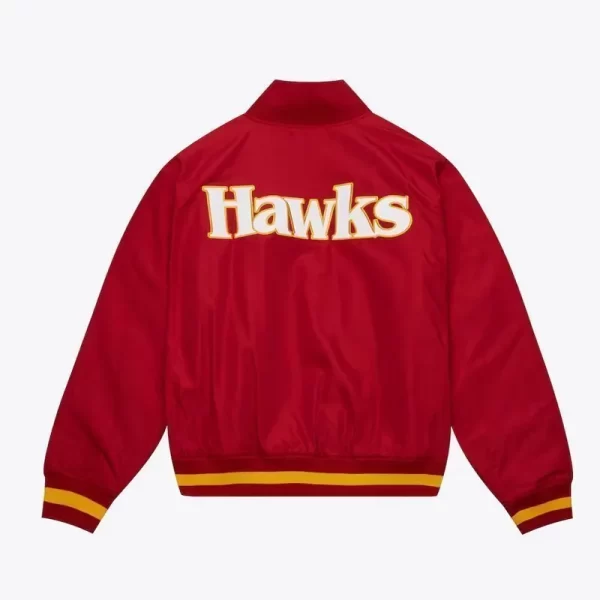 Atlanta Hawks Bomber Red Satin Full-Zip Jacket