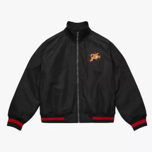 Black Philadelphia 76ers Satin Full-Zip Jacket