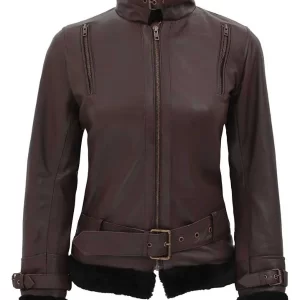 Buy Gertrude Belted Brown Shearling Jacket