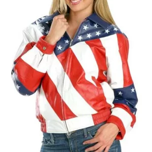 Buy Women's American Flag Leather Jacket