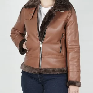 Buy Womens Shearling Lined B3 Cognac Bomber Jacket