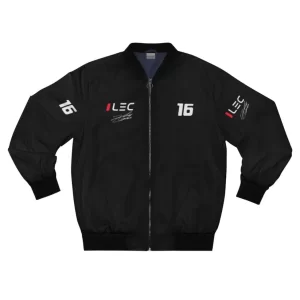 Charles Leclerc Ferrari F1 2024 Black Bomber Jacket