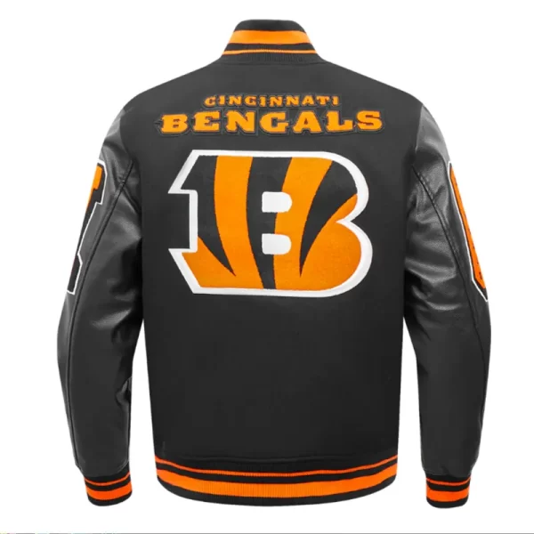 Cincinnati Bengals Classic Rib Mashup Black Varsity Wool Leather Jacket