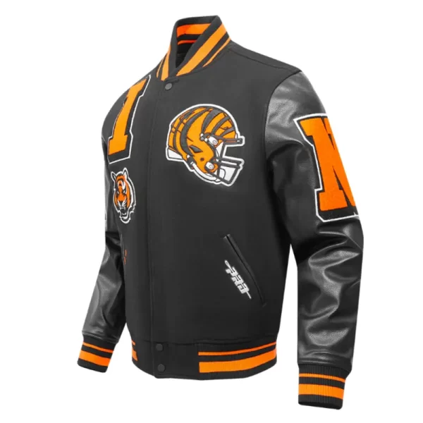 Cincinnati Bengals Mashup Rib Varsity Wool Leather Jackets